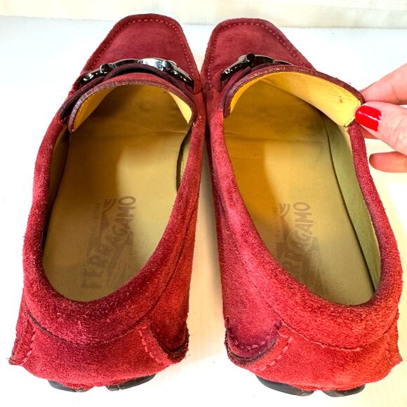 FERRAGAMO Parigi Suede Driving Loafers Men's 7 Slip-On Bit Buckle Italy Unisex - Picture 9 of 12